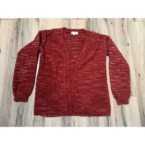 Knox Rose Womans S Hairy Sweater Rusty Red Open Cardigan
